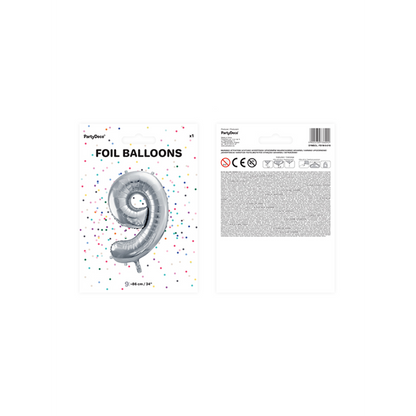 1 Ballon XXL - Cijfer 9 - Zilver
