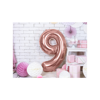 1 Ballon XXL - Cijfer 9 - Roségoud
