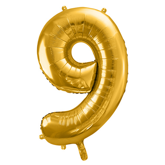 1 Ballon XXL - Cijfer 9 - Goud