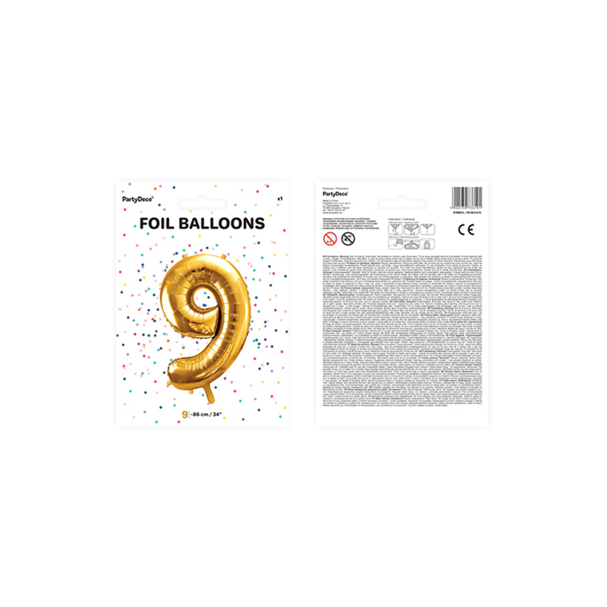 1 Ballon XXL - Cijfer 9 - Goud