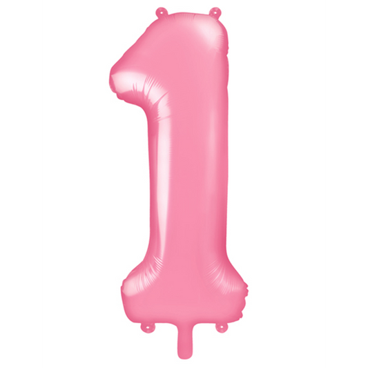1 Ballon XXL - Cijfer 1 - Roze