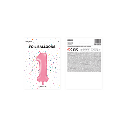 1 Ballon XXL - Cijfer 1 - Roze