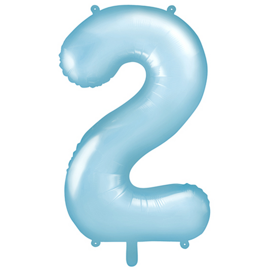 1 Ballon XXL - Cijfer 2 - Lichtblauw