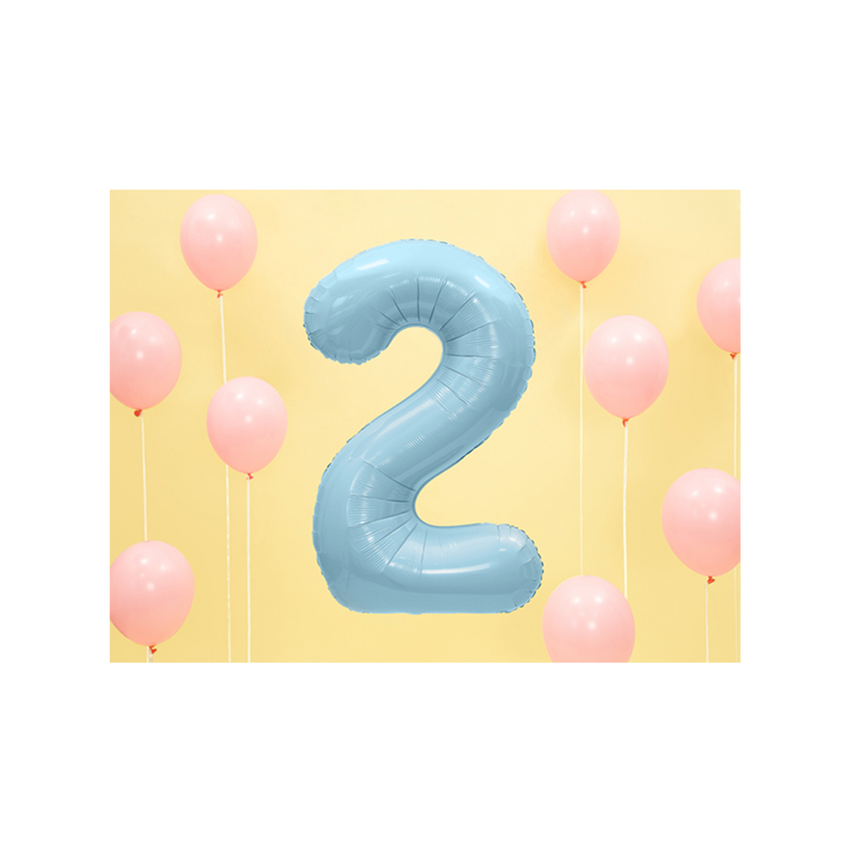 1 Ballon XXL - Cijfer 2 - Lichtblauw