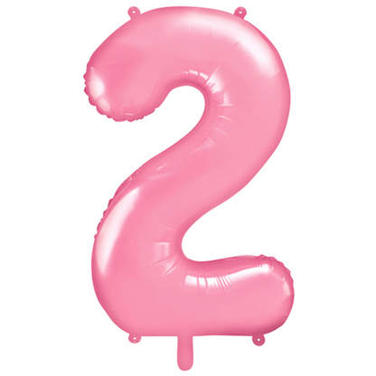 1 Ballon XXL - Cijfer 2 - Roze