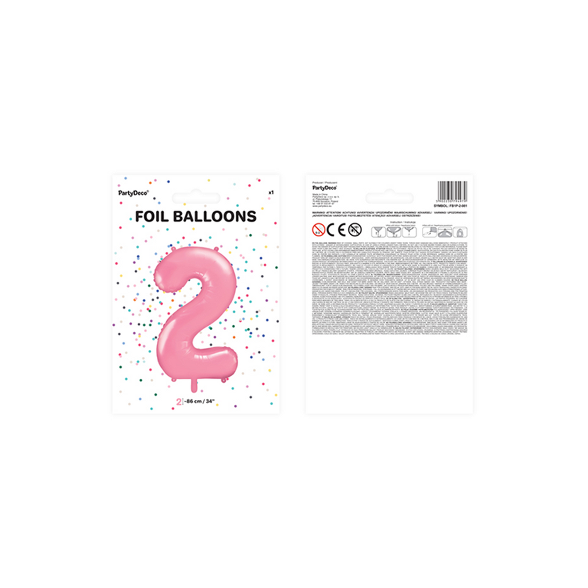 1 Ballon XXL - Cijfer 2 - Roze