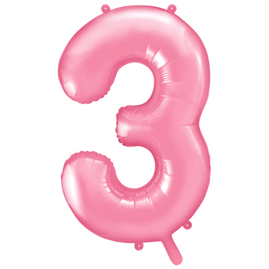 1 Ballon XXL - Cijfer 3 - Roze