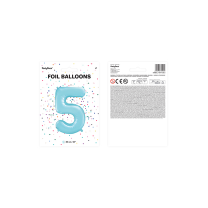 1 Ballon XXL - Cijfer 5 - Lichtblauw