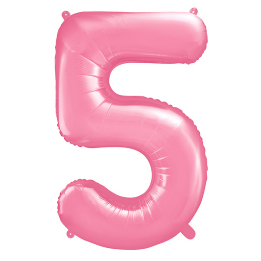 1 Ballon XXL - Cijfer 5 - Roze
