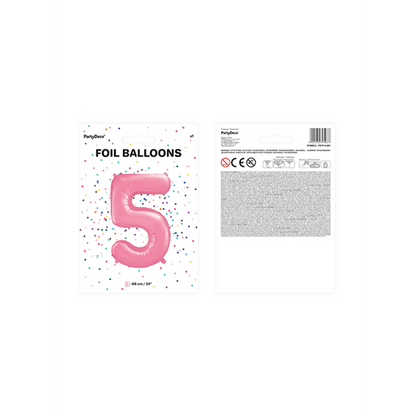 1 Ballon XXL - Cijfer 5 - Roze
