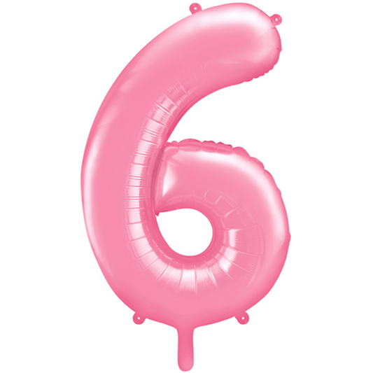 1 Ballon XXL - Cijfer 6 - Roze