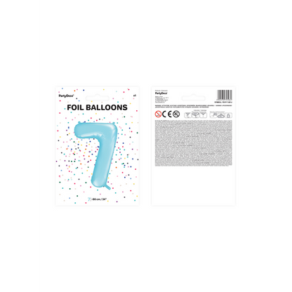 1 Ballon XXL - Cijfer 7 - Lichtblauw