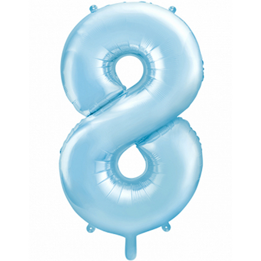 1 Ballon XXL - Cijfer 8 - Lichtblauw
