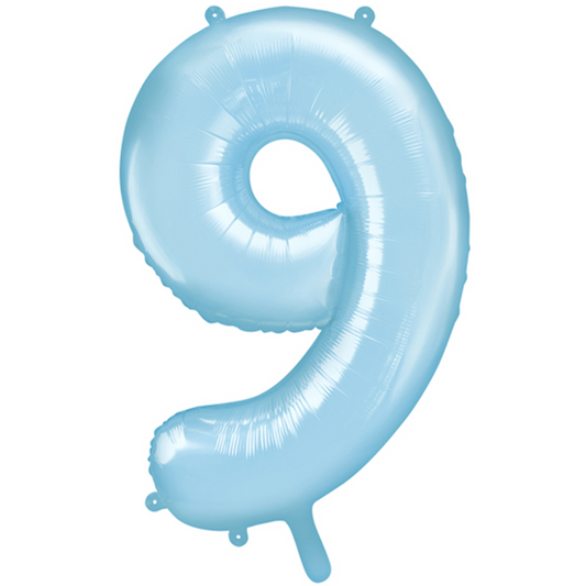 1 Ballon XXL - Cijfer 9 - Lichtblauw