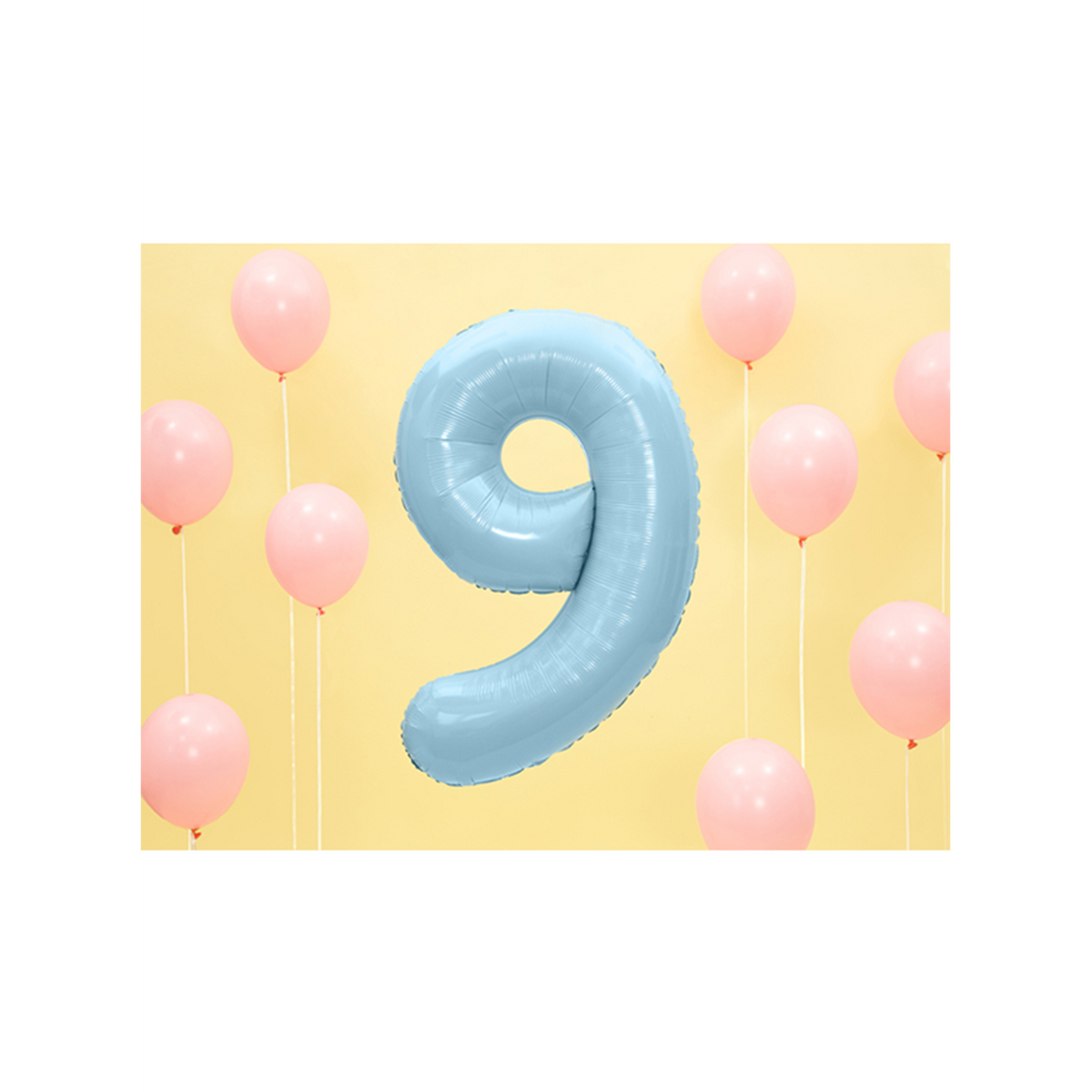 1 Ballon XXL - Cijfer 9 - Lichtblauw