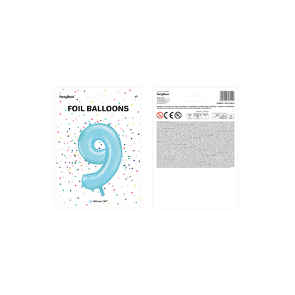 1 Ballon XXL - Cijfer 9 - Lichtblauw