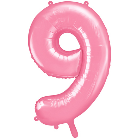 1 Ballon XXL - Cijfer 9 - Roze