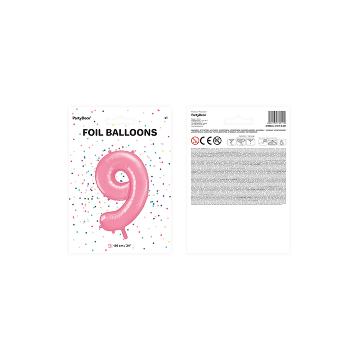 1 Ballon XXL - Cijfer 9 - Roze