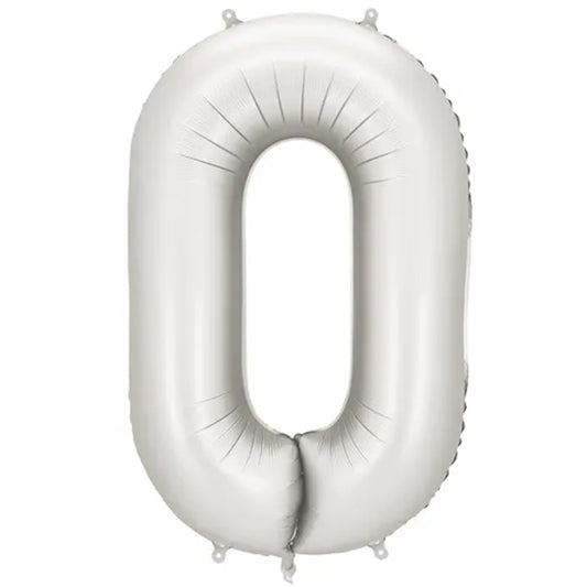 1 Ballon XXL - Cijfer 0 - Zilver