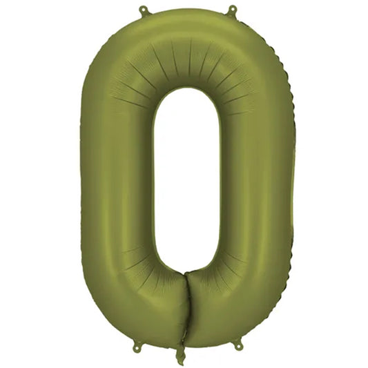 1 ballon XXL - cijfer 0 - olijfgroen