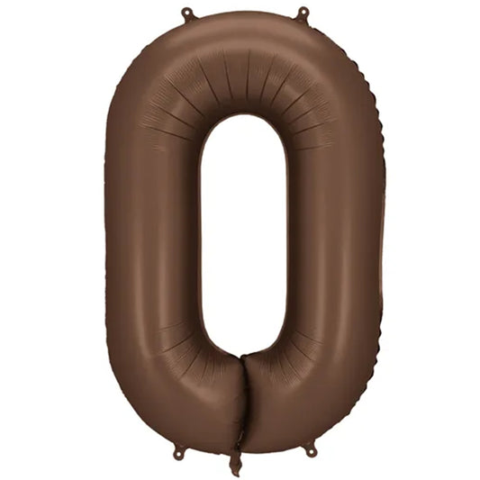 1 Ballon XXL - Cijfer 0 - Mocha