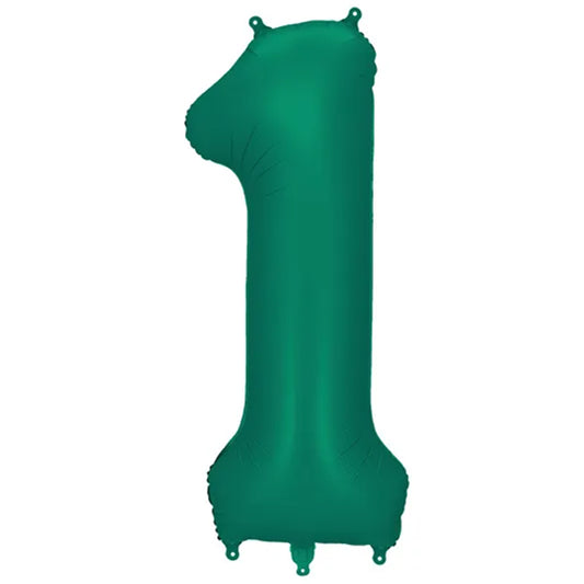 1 Ballon XXL - Cijfer 1 - Flessegroen