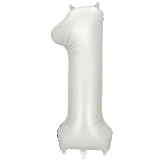 1 Ballon XXL - Cijfer 1 - Zilver
