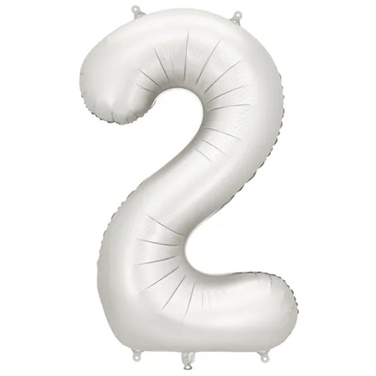 1 Ballon XXL - Cijfer 2 - Zilver