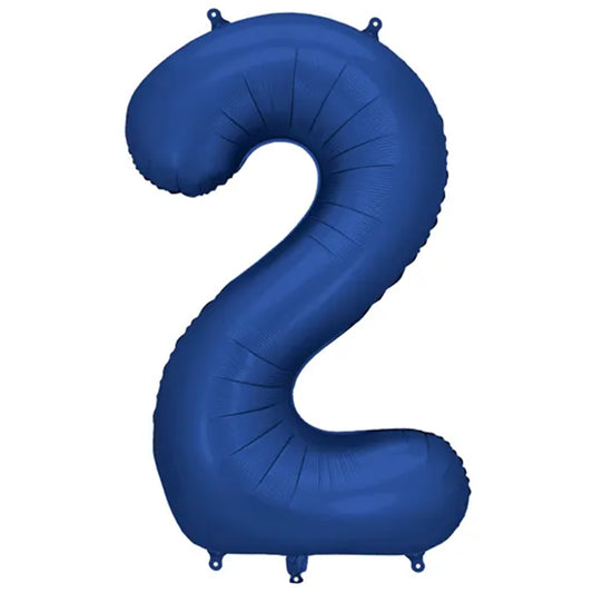 1 Ballon XXL - Cijfer 2 - Marineblauw