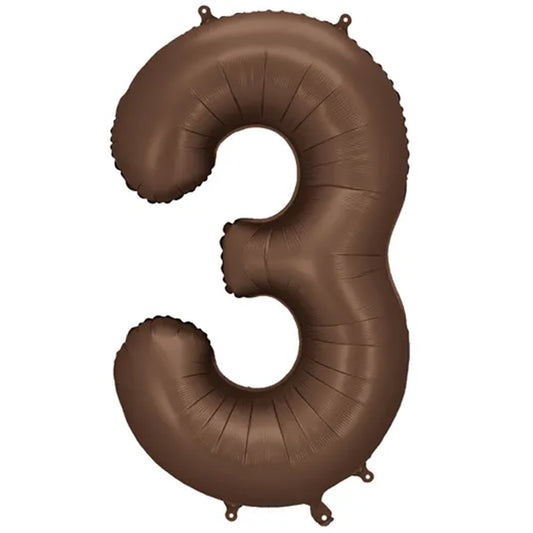 1 ballon XXL - cijfer 3 - mocca