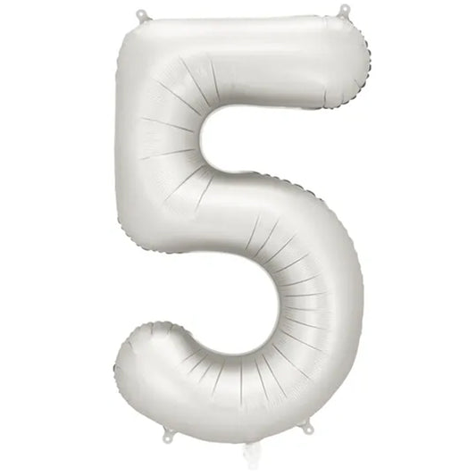 1 Ballon XXL - Cijfer 5 - Zilver