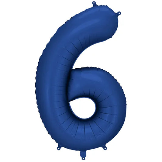 1 Ballon XXL - Cijfer 6 - Navyblauw