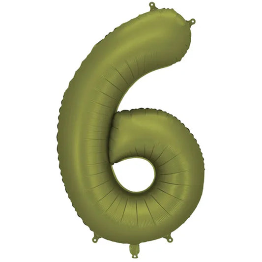 1 ballon XXL – cijfer 6 – olijfgroen