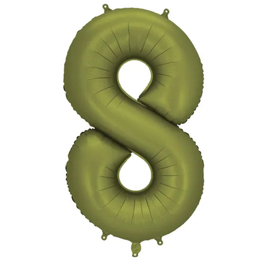 1 Ballon XXL - Cijfer 8 - Olijfgroen