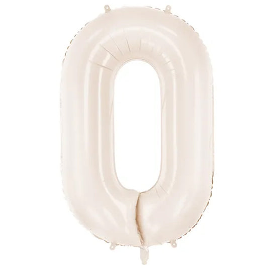 1 Ballon XXL - Cijfer 0 - Licht warmgrijs