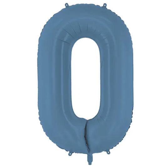 1 Ballon XXL - Cijfer 0 - Misty Blue