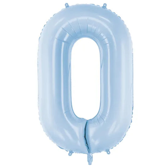 1 Ballon XXL - Cijfer 0 - Hemelsblauw