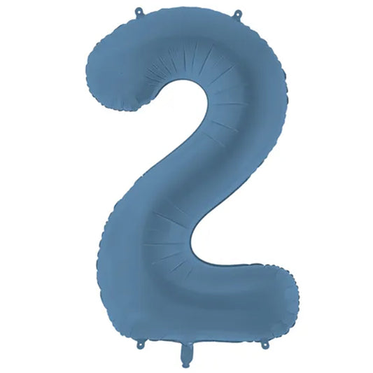 1 Ballon XXL - Cijfer 2 - Misty Blue