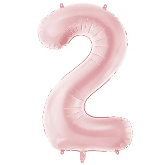 1 Ballon XXL - Cijfer 2 - Lichtroze