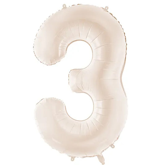 1 Ballon XXL - Cijfer 3 - Licht warmgrijs