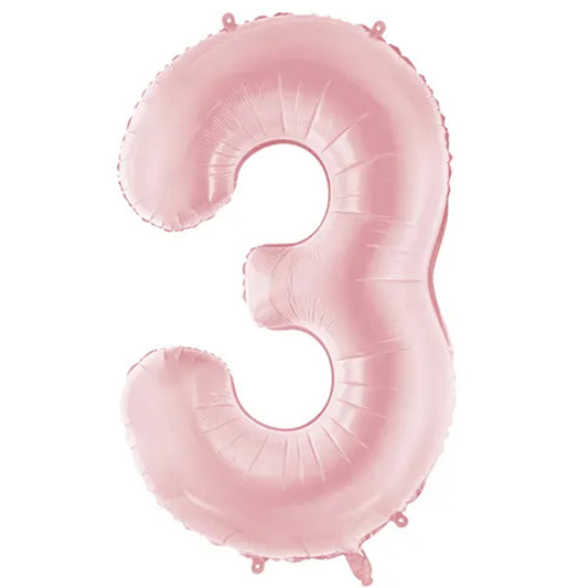 1 Ballon XXL - Cijfer 3 - Lichtroze
