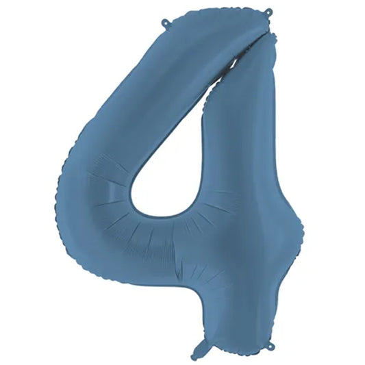 1 Ballon XXL - Cijfer 4 - Misty Blue