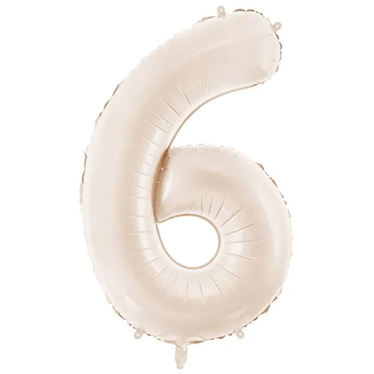 1 Ballon XXL - Cijfer 6 - Licht warmgrijs