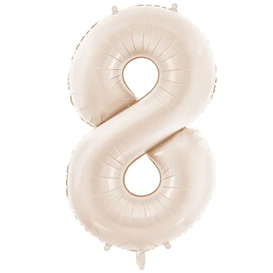 1 Ballon XXL - Cijfer 8 - Licht warmgrijs