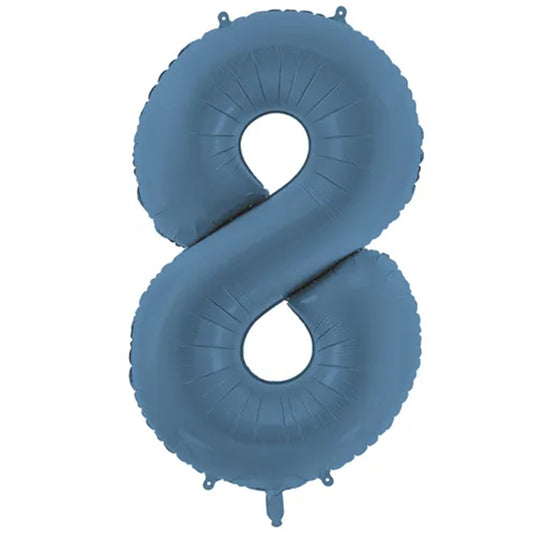 1 Ballon XXL - Cijfer 8 - Misty Blue