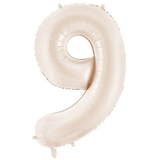 1 Ballon XXL - Cijfer 9 - Licht warmgrijs