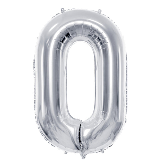 1 Ballon XL - Cijfer 0 - Zilver
