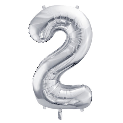 1 Ballon XL - Cijfer 2 - Zilver