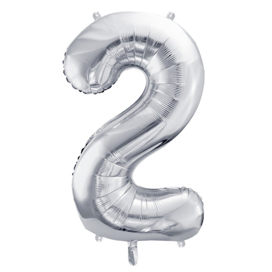 1 Ballon XL - Cijfer 2 - Zilver