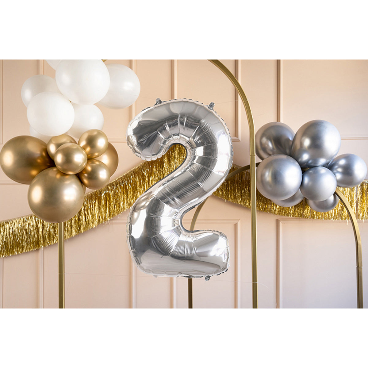 1 Ballon XL - Cijfer 2 - Zilver